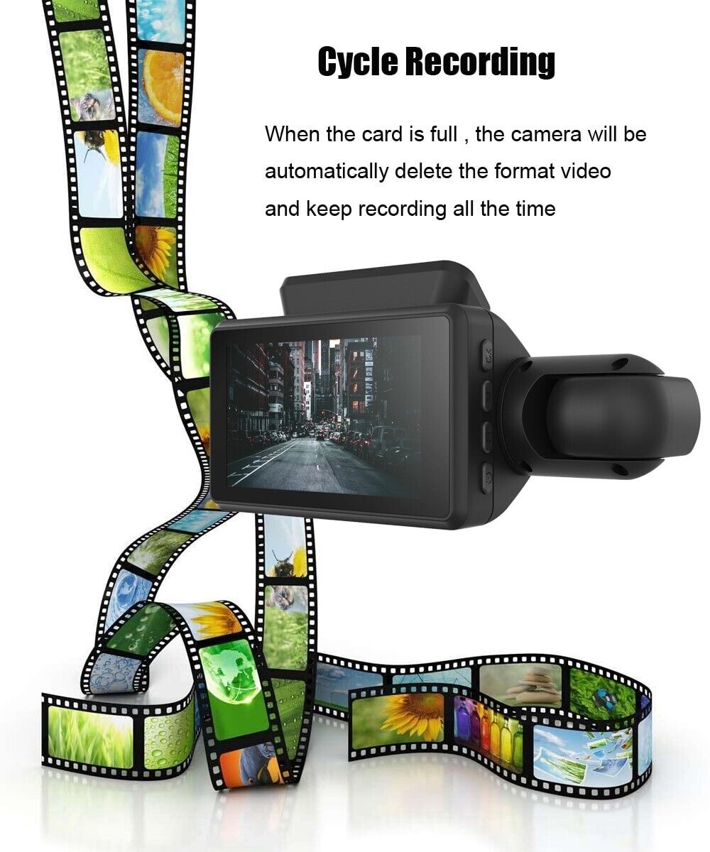 1080P Dual Lens Car DVR Dash Cam Video Recorder G-Sensor Front and Interior Camera
