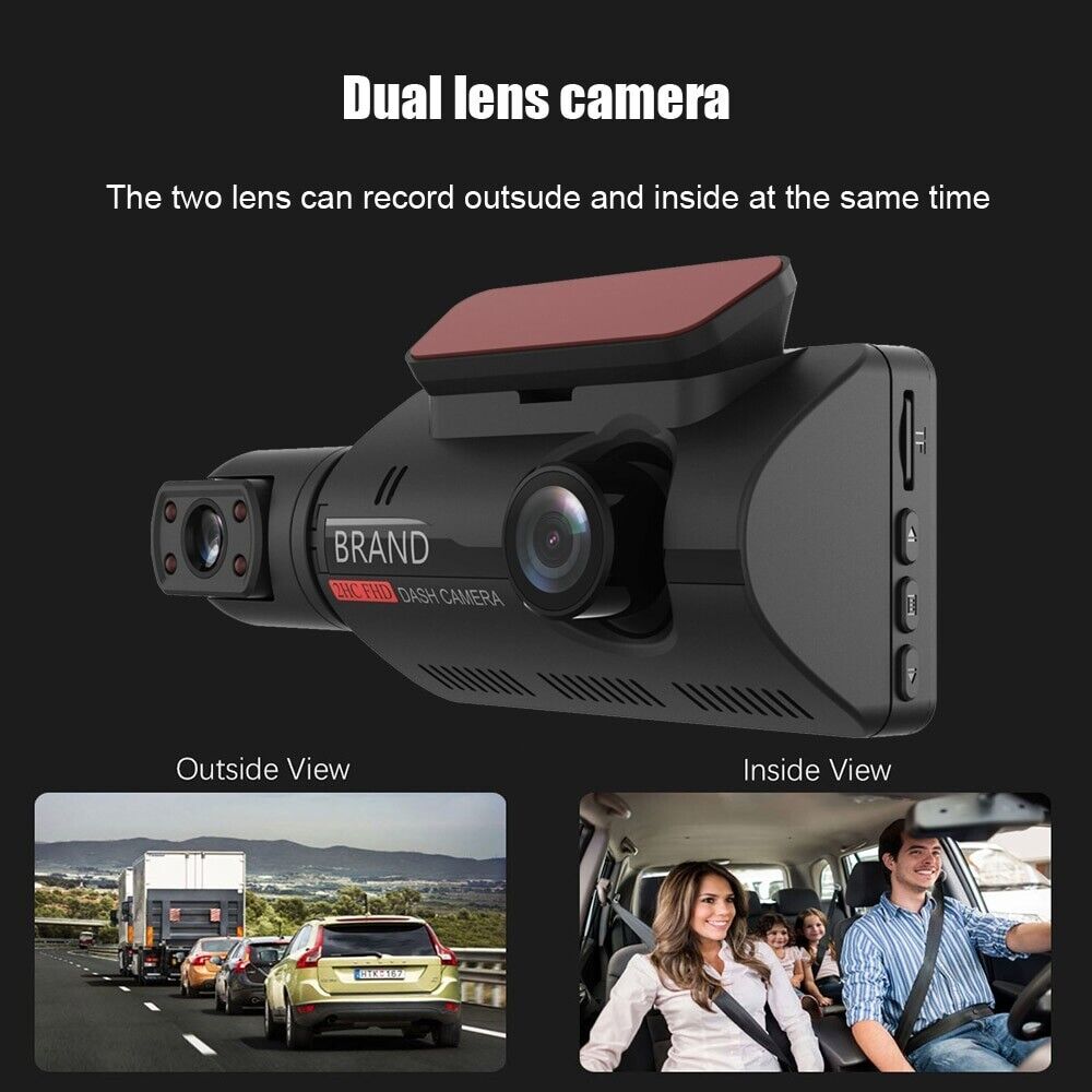 1080P Dual Lens Car DVR Dash Cam Video Recorder G-Sensor Front and Interior Camera